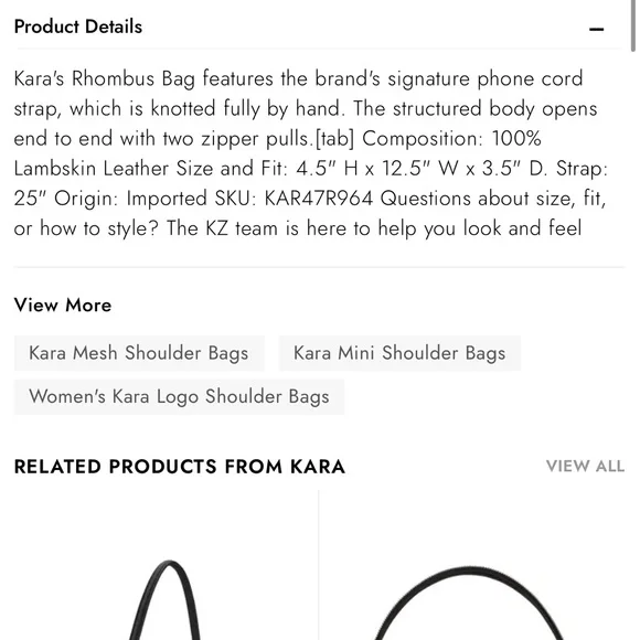 Kara Rhombus Shoulder Bag NWOT - Picture 8 of 9